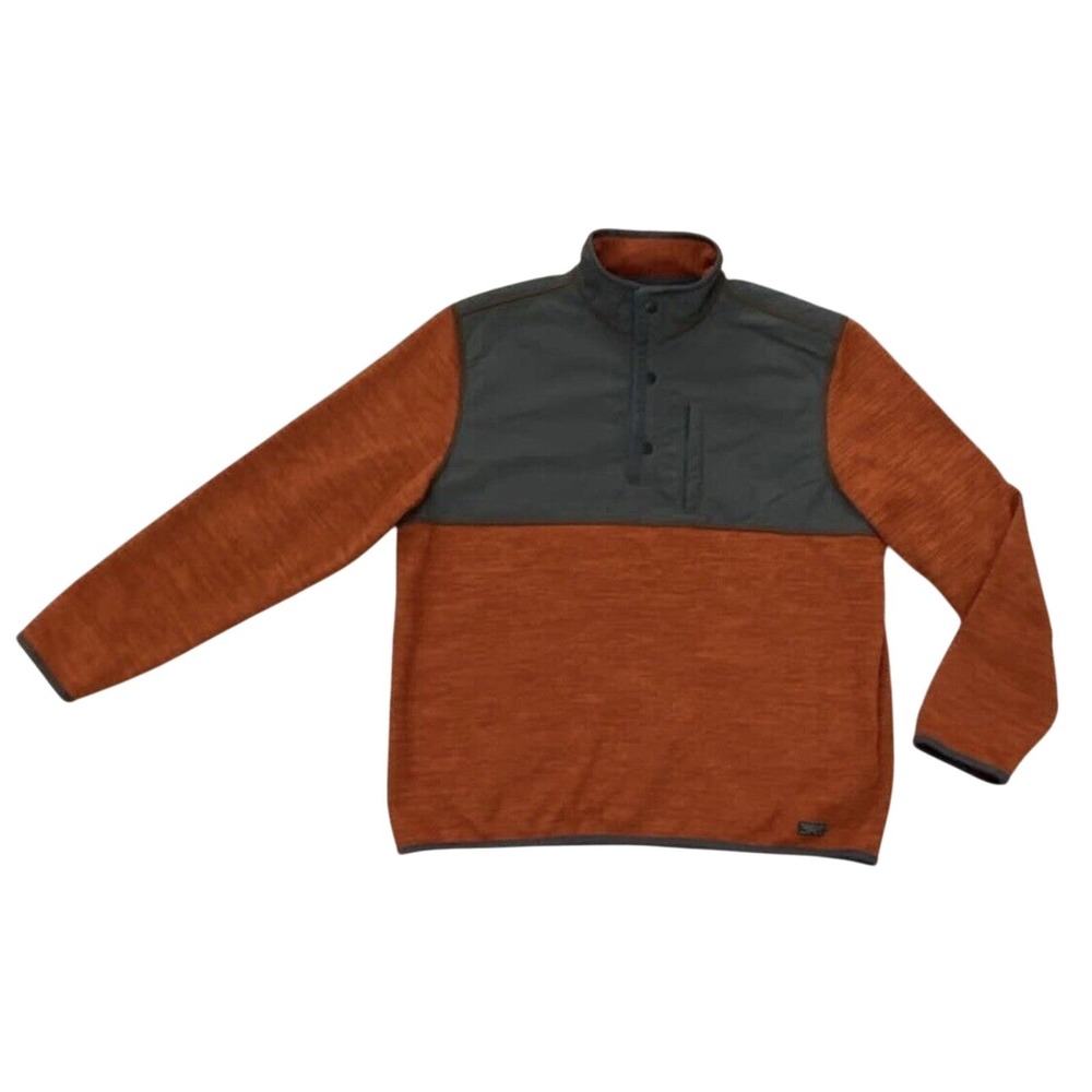 G.H. Bass & Co. Men's 1/4 Snap Pullover Fleece Sweatshirt XL Tall Orange Gray